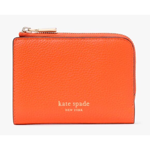 S Kate Spade Ava Orange Colorblocked Pebbled Leather Zip Bifold Wallet KG217 NWT - Picture 1 of 5